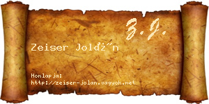 Zeiser Jolán névjegykártya